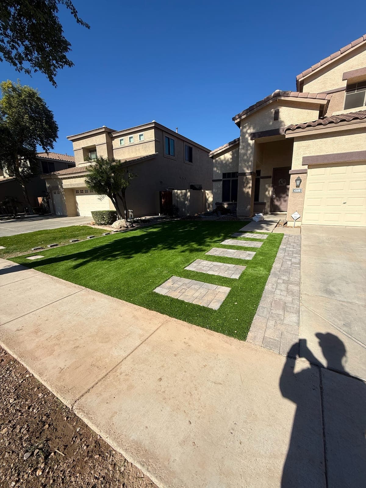 Entry Sequence — Artificial Turf, Concrete Pavers, Granite Gravel in the Phoenix Valley, Arizona