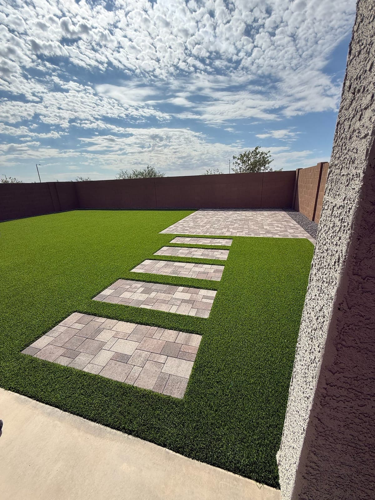 Linear Progression — Artificial Turf, Paver Stones, Concrete Wall in the Phoenix Valley, Arizona